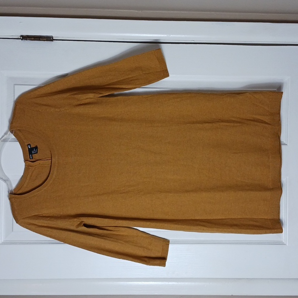 H&M Alpaca Blend Knit Sweater 3/4 Sleeves Dress Mustard Yellow Chic Size M